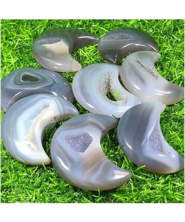 Collection Natural Agate geode Quartz Crystal Hand Carved Moon Reiki Healing.1pc (Size : 2pc) - Buy Online on GoSupps.com