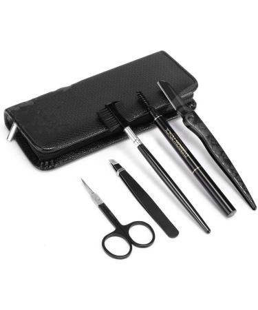 Grendly 5 Piece Eyebrow Care Set - Stainless Steel Tweezers Scissors Comb & Pen - Perfect Eyebrow Grooming Kit for Flawless Brows - Buy Online on GoSupps.com
