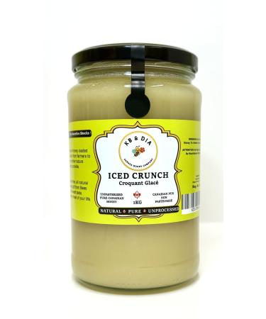 KB & DIA Raw Honey Unpasteurized Iced Crunch | Unprocessed | Natural | Pure | Canada No. 1 Prairies RAW Honey | Creamed Honey 100% Farmed & Packed in Canada | Single Source Pure Honey Unpasteurized | Raw Unfiltered Honey (1Kg)