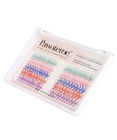 Colored Cluster Lashes DIY Individual Eyelash Extension 5 Colors 14mm Curl Set - 100pcs False Lashes Pack by Pawotence - Buy Online on GoSupps.com