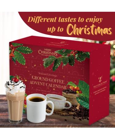 Coffee Advent Calendar 2023 - Selection of 24 Premium Flavoured Coffee Mix - Christmas Presents for Men and Women - Christmas Calendar - Coffee Gifts for Men and Women (Ground Coffee) Ground Coffee Advent - Buy Online on GoSupps.com