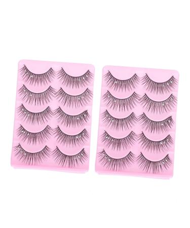 FRCOLOR Chic Fake Eyelash 10 Pairs Fake Eyelashes Lash Makeup Eyelash Girl Cosmetics Dense False Eyelashes Strip Lashes Bulk Reusable Eyelashes 3d Cosplay Rhinestones Artificial Fiber