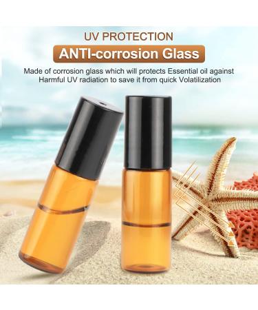 Amber Glass Roll Bottles 5ml - 35 Pack with Stainless Steel Roller Balls & Black Lids - Ideal for Essential Oils Aromatherapy Perfumes & Lip Balm - Buy Online on GoSupps.com