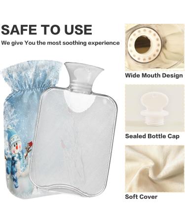 Funny Christmas Snowman Hot Water Bottle - 2L Fleece Cover for Warm & Cold Compress - Winter Forest Gift - Buy Online on GoSupps.com