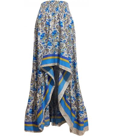 Sanahy Women Boho Floral Print High Low Maxi Dress - Blue XL - Buy Online on GoSupps.com