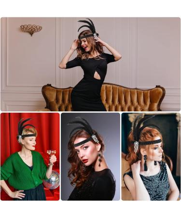 WLLHYF Feather Headwear Feather Headband Flapper Headpiece Head Wear Fashion Soft and Comfortable Hair Bows Hair 1920s Accessories for Kids Girls Party Decoration (Silver Tassel Black Feather) - Buy Online on GoSupps.com