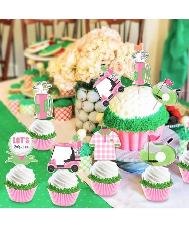 Golf Cupcake Topper for Girls Pink Golf Theme Party Decoration Golf Cart Ball Cap Club Shirt Pink Birthday Party Decoration for Sports Theme Party Baby Shower Birthday Let s Par-tee Time - Buy Online on GoSupps.com