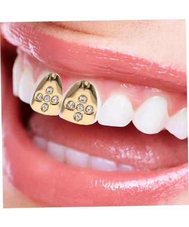 ifundom 2pcs Grills Gold Decor Grill for Teeth Shiny Mouth Grill Decorate Men and Women Gem The Cross - Buy Online on GoSupps.com