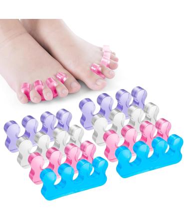 Molain 8 Pack Gel Nail Polish Toe Spacers - Silicone Separators for Overlapping Toes Hammer Toe Relief - Transparent Pink Blue & Purple - Buy Online on GoSupps.com