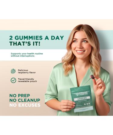 Focus Fusion Supergreen Superfood Gummies | Organic Greens & Beet Root Gummies with Plant-Based Blend | Daily Plant-Based Supplement with 74 Fruits & Vegetables | Chewable Gummies 1 - Buy Online on GoSupps.com