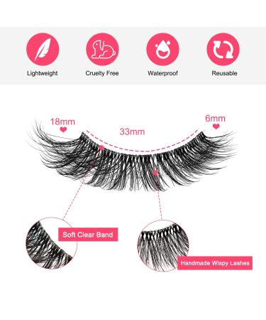 MilyBest 10 Pairs Asian Spiky Anime Mink Cat Eye False Eyelashes | Fluffy Wispy Clear Band for Natural Look & Extensions Pack A-Chic - 18MM - Buy Online on GoSupps.com