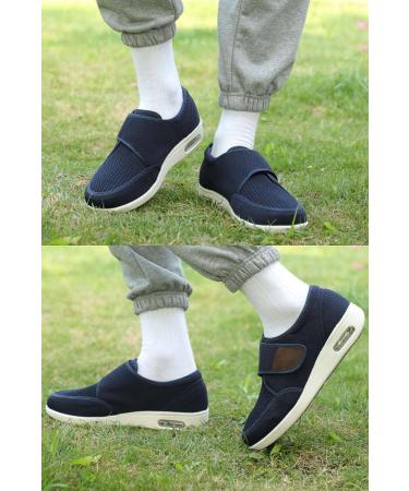 CBMTCR Men's Wide Width Walking Shoes - Adjustable Closure, Lightweight for Diabetic Swollen Feet - 11.5 Wide Dk-blue - Buy Online on GoSupps.com
