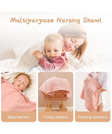 Breathable Cotton Nursing Cover with Adjustable Strap - Lightweight Pink Breastfeeding Shawl for Outdoor Use - Buy Online on GoSupps.com