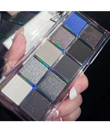CARL Smoky makeup eyeshadow palette 10 colors eyeshadow gray silver black blue eyeshadow glitter matte pearl shine punk eye makeup highly pigmented eyeshadow palette - Buy Online on GoSupps.com