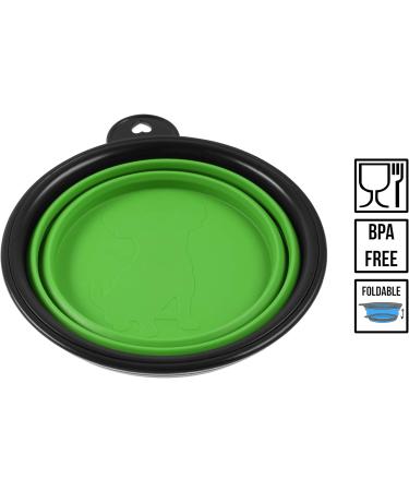 PhoneNatic Foldable Silicone Dog Bowl - XL Green Travel Bowl for Dogs & Cats 1000 ml with Carabiner | Durable & Portable Pet Feeding Solution - Buy Online on GoSupps.com