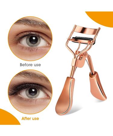 WLLHYF Eyelash Curler Kit - Professional Metal Lash Curler with Built-in Comb and 10 Refill Pads for Dramatically Curled Eyelashes - Rose Gold - Buy Online on GoSupps.com