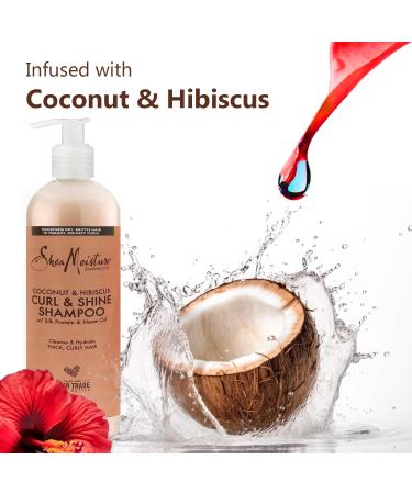 Shop Shea Moisture Coconut & Hibiscus Shampoo & Conditioner Set - 24 Fl Oz Each for Thick Curly Hair | Includes Peaknip Scalp Massager Brush - International Shipping Available - Buy Online on GoSupps.com