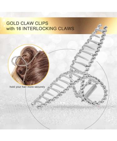 2 Pcs Metal Hair Clips for Women - Gold & Silver Nonslip Claw Clips for Thick Hair - Wedding & Bridal Accessories - Jumbo Size Type B - Buy Online on GoSupps.com