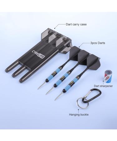 CyeeLife Steel Tip Darts 24g Set with Carry Case and Sharpener - Professional Brass Darts with Integrated Flights, Black - Buy Online on GoSupps.com