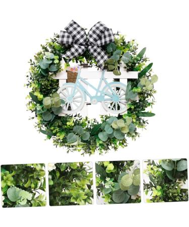 Zerodeko 1pc Artificial Garland House Ornaments Artificiales Para Easter Decoration Artificial Olive Wreath Plant Decorations Door Wreath with Bowknot Easter Wreath Household Wooden Boxwood - Buy Online on GoSupps.com