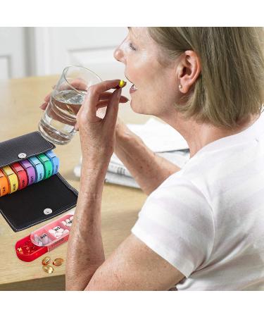 RZJZGZ Daily Pill Organizer with 7 Day Box and Medication Reminder - Includes Leather PU Case - Buy Online on GoSupps.com