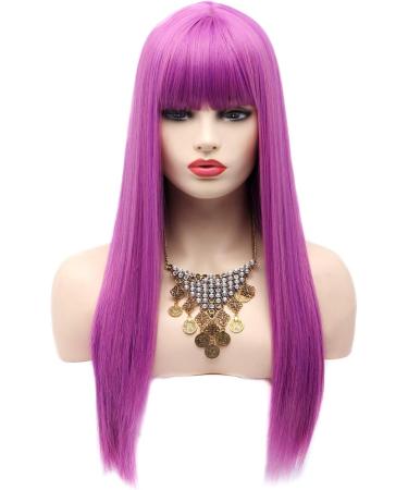 Bestung Light Purple Straight Cosplay Wig 22 Inches Long - Synthetic Full Hair with Bangs for Women - Costume or Daily Wear - 24 Purple - Buy Online on GoSupps.com