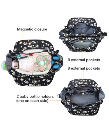 Lekebaby Large Baby Diaper Bag Messenger with Changing Mat - Travel-Friendly Yellow & White Floral Design - Buy Online on GoSupps.com