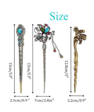 Shop Vintage Chinese Hair Sticks - 3 Piece Antique Bronze Set for Women | Retro Hairpins & Hair Accessories - Buy Online on GoSupps.com