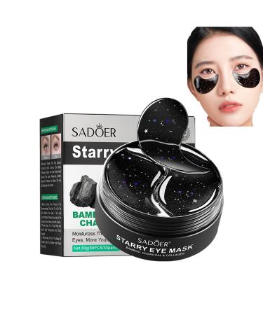 60 PCs reusable anti -aging eye pads eye pads against dark circles moisture gathering eye mask remove eye corns. Eye patch tear bags folds and puffiness with hyaluronic acid (black)