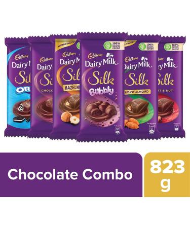  Cadbury Cadbury Large Milk Silk Chocolate Pack (1 x Plain Silk 150g 1 x Oreo Silk 130g 1 x Sparkling Silk 120g 1 x Roasted Almond Silk 143g 1 x Fruit & Nut Silk 137g and 1 x Hazelnut) - Buy Online on GoSupps.com