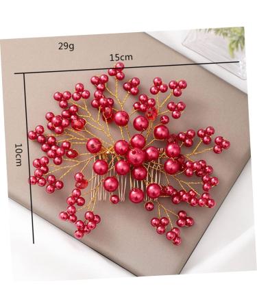 Beaupretty Wedding Hair Comb 1pc bridal hair combs flower hair comb wedding floral hair barrettes bridal veil comb pearl hair side combs hair comb vintage hair comb red hair clip Miss Korean - Buy Online on GoSupps.com