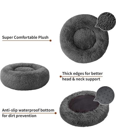 BEAUTYHB Calming Dog and Cat Bed - Anti Anxiety Round Fluffy Bed for Small, Medium, Large Pets - Warm & Washable - 24'' Medium Size - Dark Blue - Buy Online on GoSupps.com