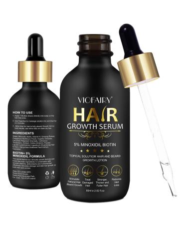 5% Minoxidil for Men and Women Hair Growth Oil  Biotin Hair Growth Serum Hair Regrowth Treatment for Scalp Hair Loss Hair Thinning  Natural Hair Growth for Thicker Longer Fuller Healthier Hair 2.02 oz