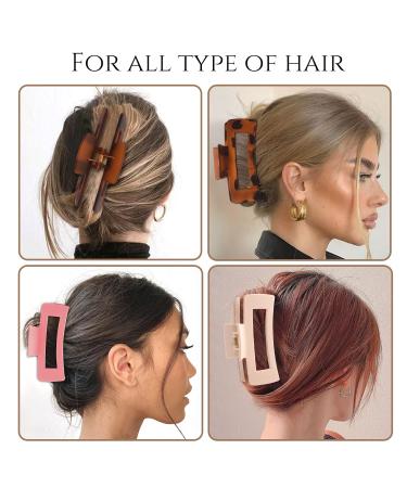 8 Pack Large Rectangle Hair Claw Clips - Matte Hair Clips for Women - Strong Hold for Thin, Thick, Curly Hair - Non-slip Square Hair Accessories - Buy Online on GoSupps.com