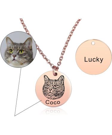 Memediy Personalized Pet Portrait Necklace - Engraved Pet Remembrance Gifts in Rose Gold for Dog & Cat Lovers - Buy Online on GoSupps.com
