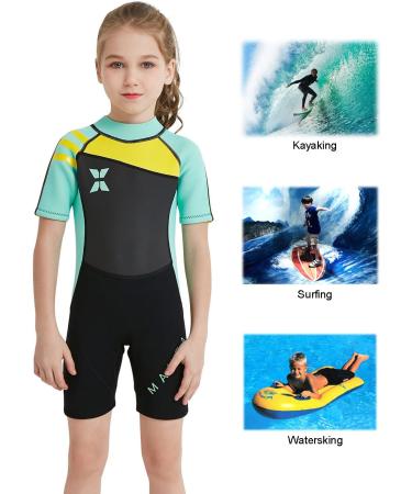 DIVE & SAIL Kids 2.5mm Warm Wetsuit One Piece UV Protection Shorty Suit Green XL - Buy Online on GoSupps.com