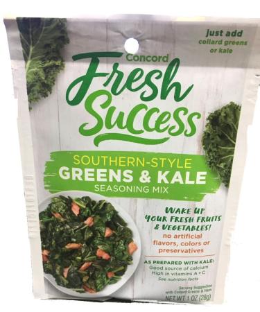 Concord Foods Southern Style Greens & Kale Seasoning Mix (Pack of 4) 1 oz Packets 1 Ounce (Pack of 4)