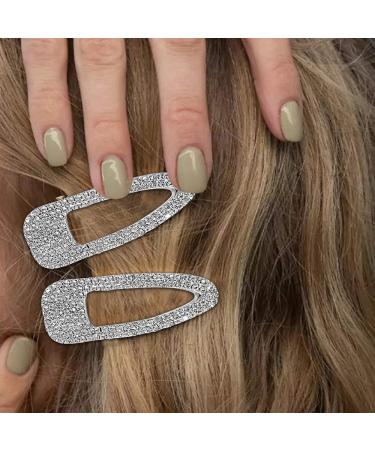 Glittering Rhinestone Hair Clips - 2PCS Silver Barrettes for Women & Girls | Hair Pins & Accessories - Buy Online on GoSupps.com