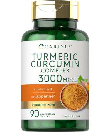 Carlyle Turmeric Curcumin Complex with Bioperine - 3000 mg - 90 Capsules