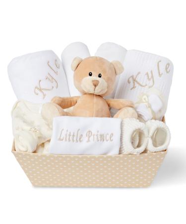 Personalised Baby Gift Set - Baby Gifts Newborn Unisex New Baby Gifts Newborn Essentials Baby Hamper Keepsake Box Personalised Gifts for Babies - New Born Baby Essentials Newborn Baby Presents Cream