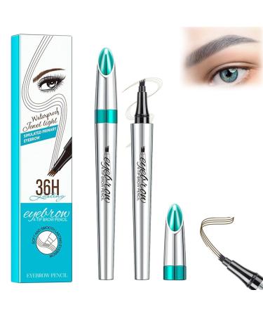 Blapee Eyebrow Pencil Atikisoi Eyebrow Pencil Eyebrow Microblading Pen 3D Waterproof Microblading Eyebrow Pen with 4 Tip Brow Pencil Long-Lasting Fills Brow Makeup (Grey)