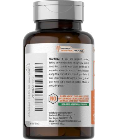 Horbaach B Complex Vitamins for Women and Men | 150 Caplets | with Folic Acid & Vitamin C | Non-GMO & Gluten Free Supplement - Buy Online on GoSupps.com