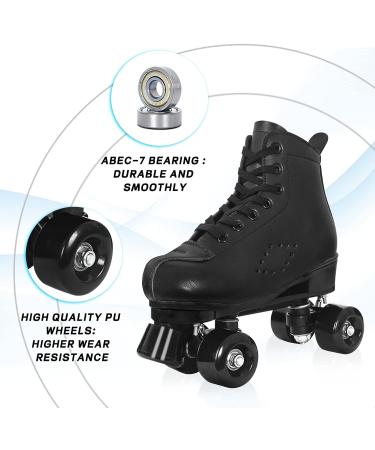 Nattork Women Roller Skates with Light Up Wheels - Unisex Retro Quad Skates for Outdoor & Indoor - Glitter Black - Size US Women's 8/ Men's 7 - Buy Online on GoSupps.com