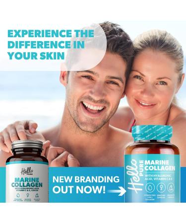 Marine Collagen Capsules 1855mg - Enriched with Hyaluronic Acid & Vitamins C & E - 120 Capsules - Promotes Healthy Skin, Immune System & Joints - Buy Online on GoSupps.com