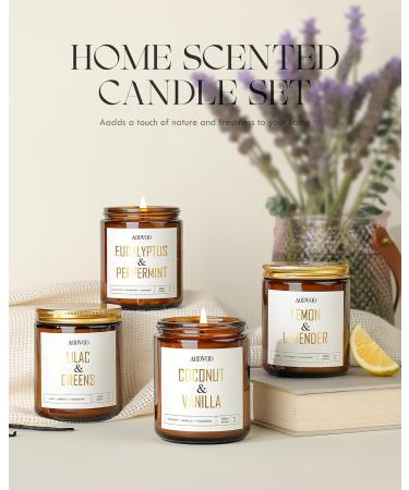 AOOVOO Candle Set - Premium Scented Soy Candles for Home | Aromatherapy with Eucalyptus Vanilla Lilac & Lavender - 4PC Gift Set - Buy Online on GoSupps.com
