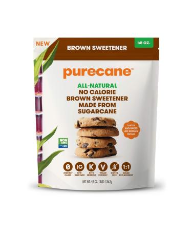 Purecane Sugar Substitute Brown Sweetener, 48oz 3 Pound (Pack of 1)