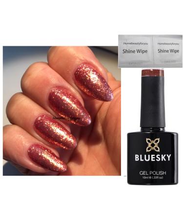 Bluesky Crystal Sienna SJ17 Bronze Rose Gold Fine Glitter Nail Gel Polish UV LED Soak Off