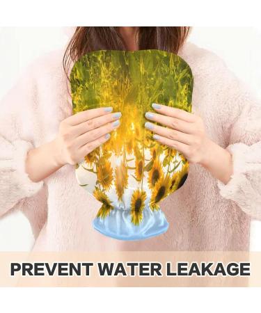 Sunflower Plants Field Hot Water Bottle - 2L Fleece Cover for Hot & Cold Compresses - International Shipping - Buy Online on GoSupps.com