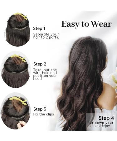 Hair Extensions 22 Inch Invisible Wire Hair Extensions 4 Clips In Natural Synthetic Long Wavy Hairpieces For Women Daily Party Hair Pieces(60) 22inch-55cm 60 - Buy Online on GoSupps.com