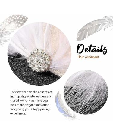 GENBREE White Feather Hair Clip - 1920s Flapper Headpiece with Crystal Gatsby Detail - Prom Party Headband for Women - Buy Online on GoSupps.com